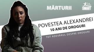 Cadru din mărturia filmată: Povestea Alexandrei — 10 ani dependentă de iarbă, legale și heroină